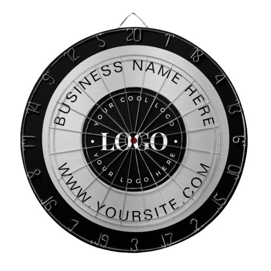 Silver Custom Logo Text Company Business Branded Dartbord (Voorkant)
