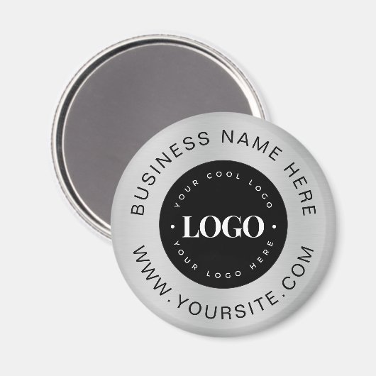 Silver Custom Logo Text Company Business Branded Magneet (Voorkant / Achterkant)