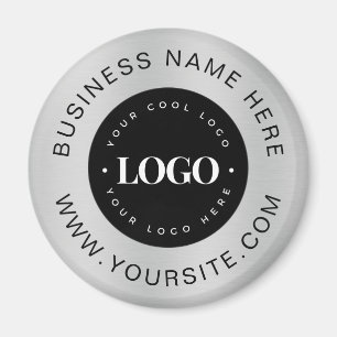 Silver Custom Logo Text Company Business Branded Magneet