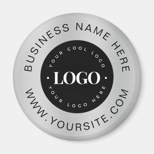 Silver Custom Logo Text Company Business Branded Magneet (Voorkant)