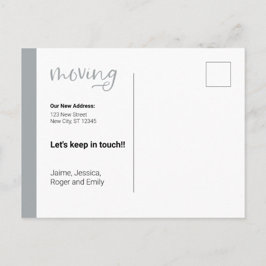 Silver Custom Photo Moving Announcement Kaart (Achterkant)