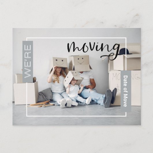 Silver Custom Photo Moving Announcement Kaart (Voorkant)