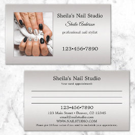 Silver Custom Photo Nail Studio-benoeming Visitekaartje
