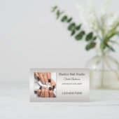 Silver Custom Photo Nail Studio-benoeming Visitekaartje (Staand voorkant)