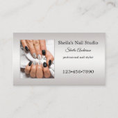 Silver Custom Photo Nail Studio-benoeming Visitekaartje (Voorkant)