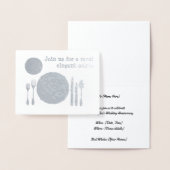 Silver Cutlery Place Setting - Dinner Invitation Folie Kaarten (Display)