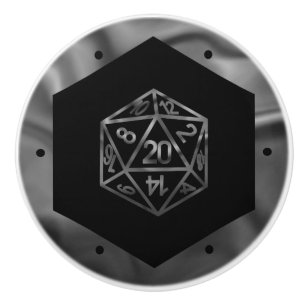 Silver D20 Crit AF   PNP Tabletop Role Player Dice Keramische Knop