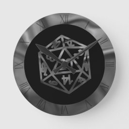 Silver D20 Crit | PNP Tabletop Role Player Dice Ronde Klok