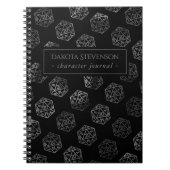 Silver D20-patroon | PNP Tabletop Dice Character Notitieboek (Voorkant)