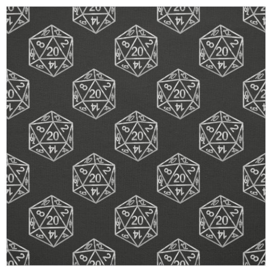 Silver D20-patroon | PNP Tabletop Role Player Dice Stof (Swatch)