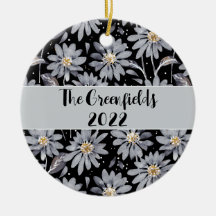 Silver Daisies op Black Custom Holiday