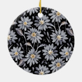 Silver Daisies op Black Custom Holiday Keramisch Ornament (Achterkant)