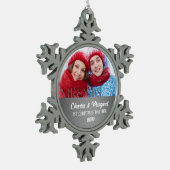 Silver Damask 1-Kerstmis Together Foto Tin Sneeuwvlok Ornament (Links)