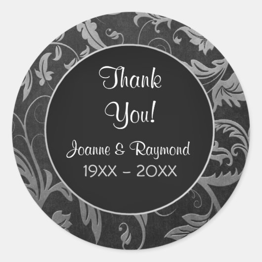 Silver Damask 25th Jubileum - Dank u Ronde Sticker (Voorkant)