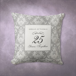 Silver Damask 25th Wedding Anniversary Kussen