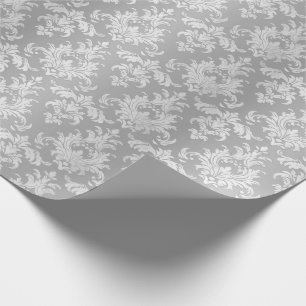Silver Damask 25th Wedding Jubileum Cadeaupapier