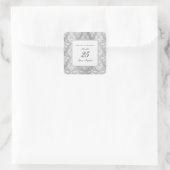 Silver Damask 25th Wedding Jubileum Vierkante Sticker (Tas)