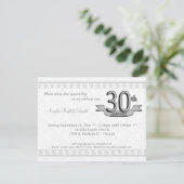 Silver Damask 30th Jubileum Celebration Invite Kaart (Staand voorkant)