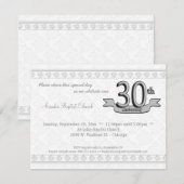 Silver Damask 30th Jubileum Celebration Invite Kaart (Voorkant / Achterkant)