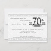 Silver Damask 70th Jubileum Celebration Invite Kaart (Voorkant)