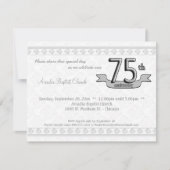 Silver Damask 75th Jubileum Celebration Invite Kaart (Voorkant)