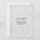 Silver Damask Black Ribbon Paarse Jewel Wedding Kaart (Achterkant)