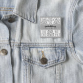Silver Damask Bridal Party - Maid of Honor Vierkante Button 5,1 Cm (In situ)