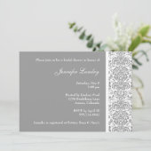 Silver Damask Bridal Shower Invitation Kaart (Staand voorkant)
