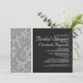 Silver Damask Bridal Shower-uitnodigingen Kaart (Staand voorkant)