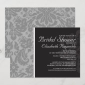 Silver Damask Bridal Shower-uitnodigingen Kaart (Voorkant / Achterkant)