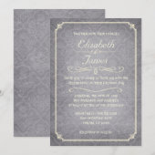 Silver Damask Chalkboard Wedding Invitations Kaart (Voorkant / Achterkant)