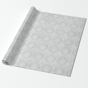 SiLVER DAMASK ELEGANT BIRTHDAY WEDDING WRAP Cadeaupapier