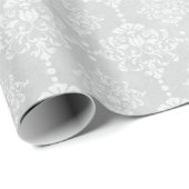 SiLVER DAMASK ELEGANT BIRTHDAY WEDDING WRAP Cadeaupapier (Rol Hoek)