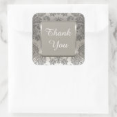 SILVER DAMASK Elegant Weddenschap Dank u wel Vierkante Sticker (Tas)