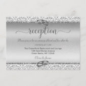 Silver Damask Elegant Wedding Reception Informatiekaartje (Voorkant)