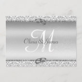 Silver Damask Elegant Wedding Reception Informatiekaartje (Achterkant)