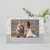 Silver Damask Folie Feestdagenkaart (Staand Voorkant)