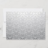 Silver damask foto verjaardagsuitnodiging kaart (Achterkant)