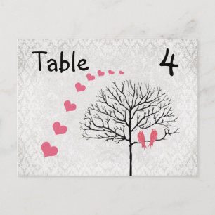 Silver Damask Honeysuckel Vogels Tabelnummer kaart