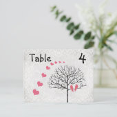 Silver Damask Honeysuckel Vogels Tabelnummer kaart (Staand voorkant)