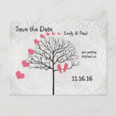 Silver Damask Honeysuckle Birds Save the Date Aankondigingskaart (Voorkant)