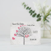 Silver Damask Honeysuckle Birds Save the Date Aankondigingskaart (Staand voorkant)