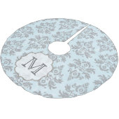 Silver Damask Lace Monogram Initialen boomrok Kerstboom Rok (Gekanteld)