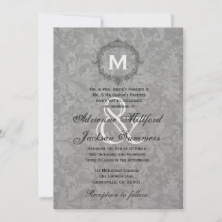 Silver Damask Lijst Wedding Metallic Kaart