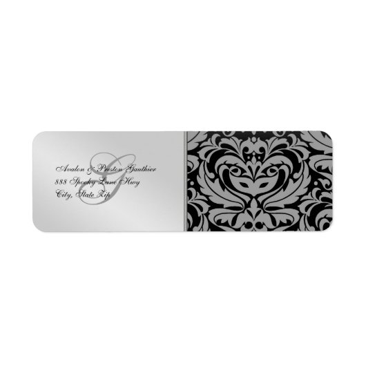 Silver Damask Masquerade Halloween Adresetiketten Etiket (Voorkant)