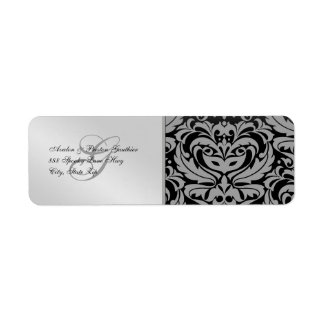 Silver Damask Masquerade Halloween Adresetiketten Etiket