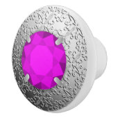 Silver Damask met een faux amethyst gemstone Keramische Knop (Rechts)