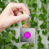 Silver Damask met een faux amethyst gemstone Sleutelhanger (Hand)