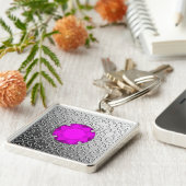 Silver Damask met een faux amethyst gemstone Sleutelhanger (Zijkant)