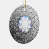Silver Damask met een faux diamantedelsteen Keramisch Ornament (Rechts)